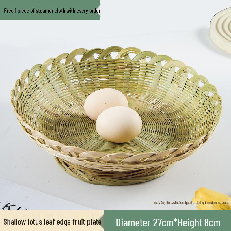 Bamboo Woven Basket: Multi-Use Storage, Fruit Plate, Steamed Bun, Winnowing, Dried Fruit, Candy, Kitchen Drainer, Vegetable Wash Basket