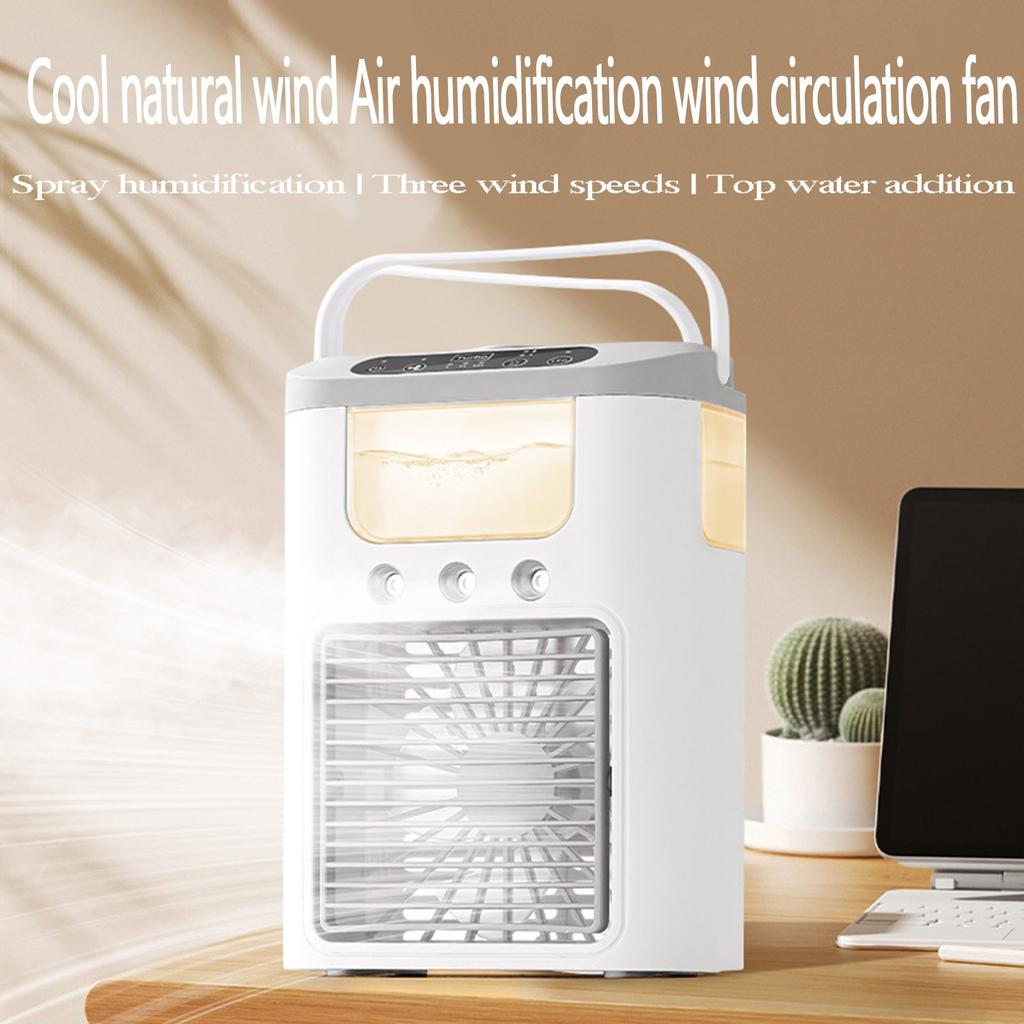 Spray Fan Three-spray Humidifier Silent Dormitory Rechargeable Small Electric Fan Desktop Cooler