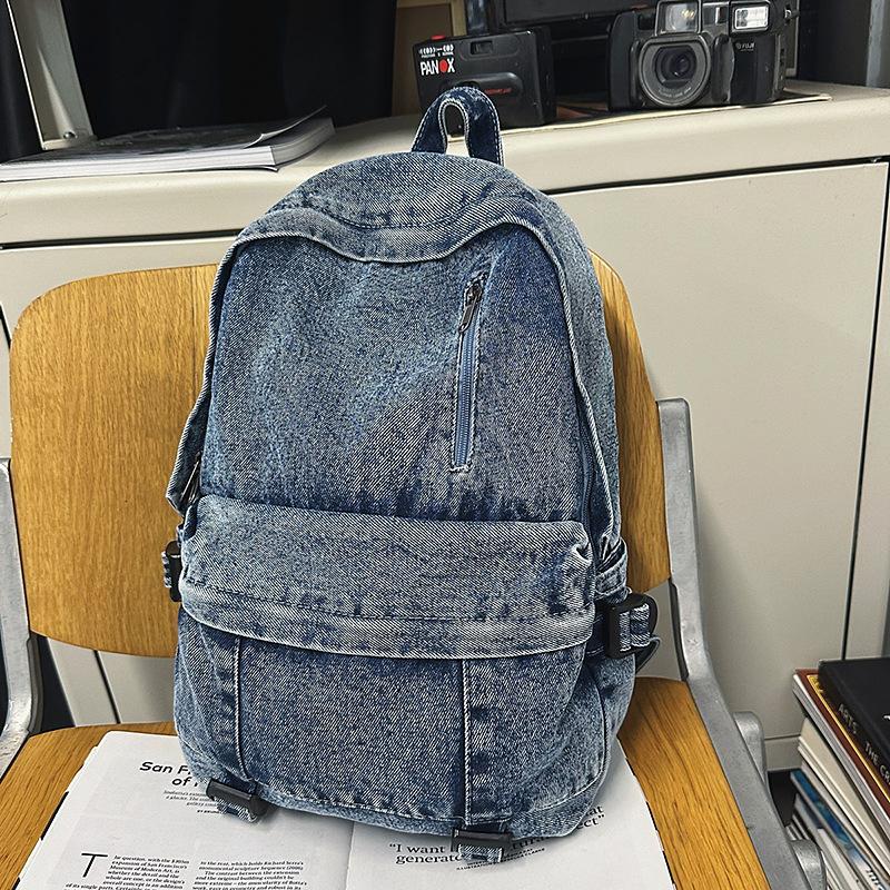 

Джинсовый рюкзак женский ретро нишевый новый студенческий школьный рюкзак легкий повседневный рюкзак синий