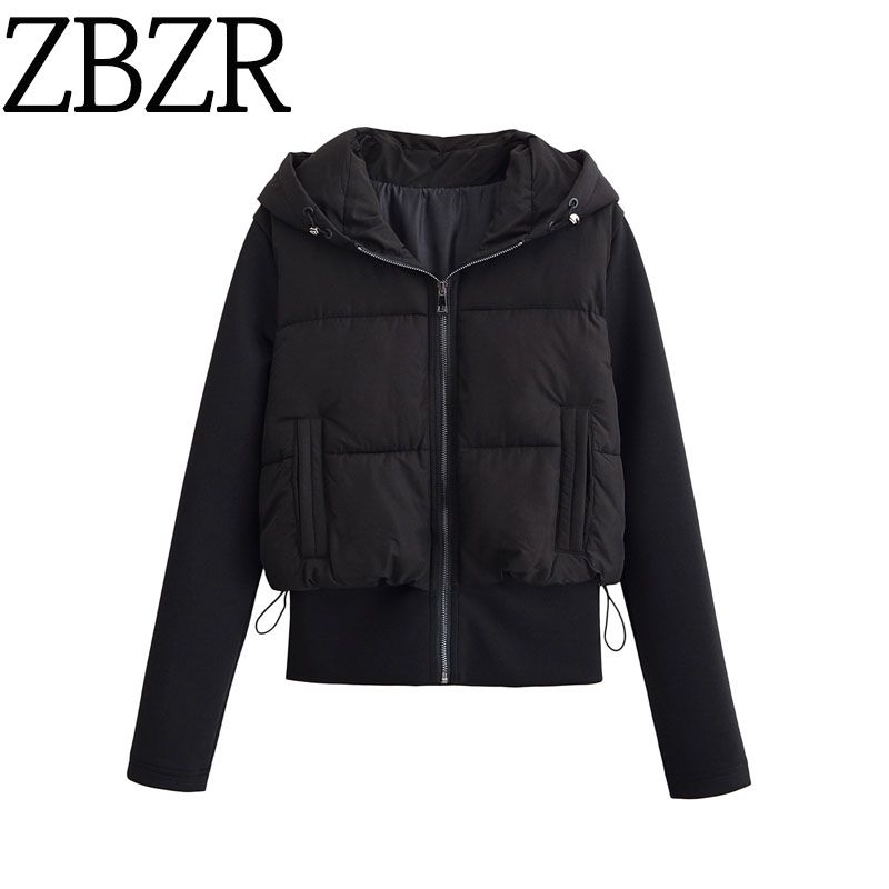 Za Autumn New Women clothes 2025 Western Style Fashion Zip-up Slim fit Hood Cotton-padded jacket Outerwear 8073224