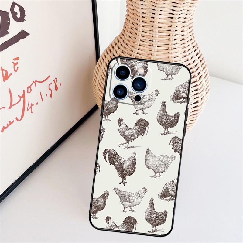 Chicken Pattern Case For iPhone 16 15 Pro 12 13 Mini 11 14 Pro Max XS X XR Plus Back Cover