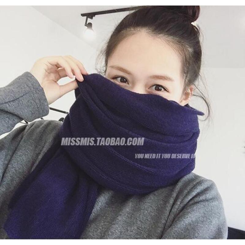 Warm scarf versatile autumn and winter solid color imitation cashmere knitted women's cold protection thickened winter versatile scarf