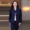 2026 Spring Women's Fashionable Slimming Denim Suit: Petite Casual Two-Piece Set with Wide-Leg Pants