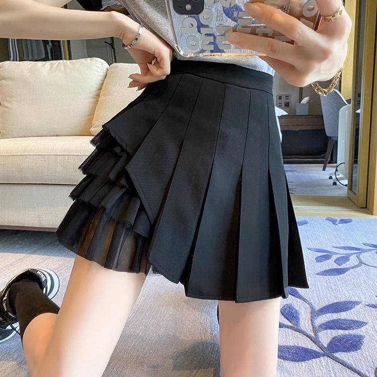 

French High Waist Pleated A-line Midi Skirt - College Style Fairy Skirt L