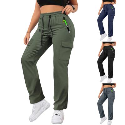 Damen Taschen Kordelzug Arbeitshose, Freizeithose, Weitbeinige Hose