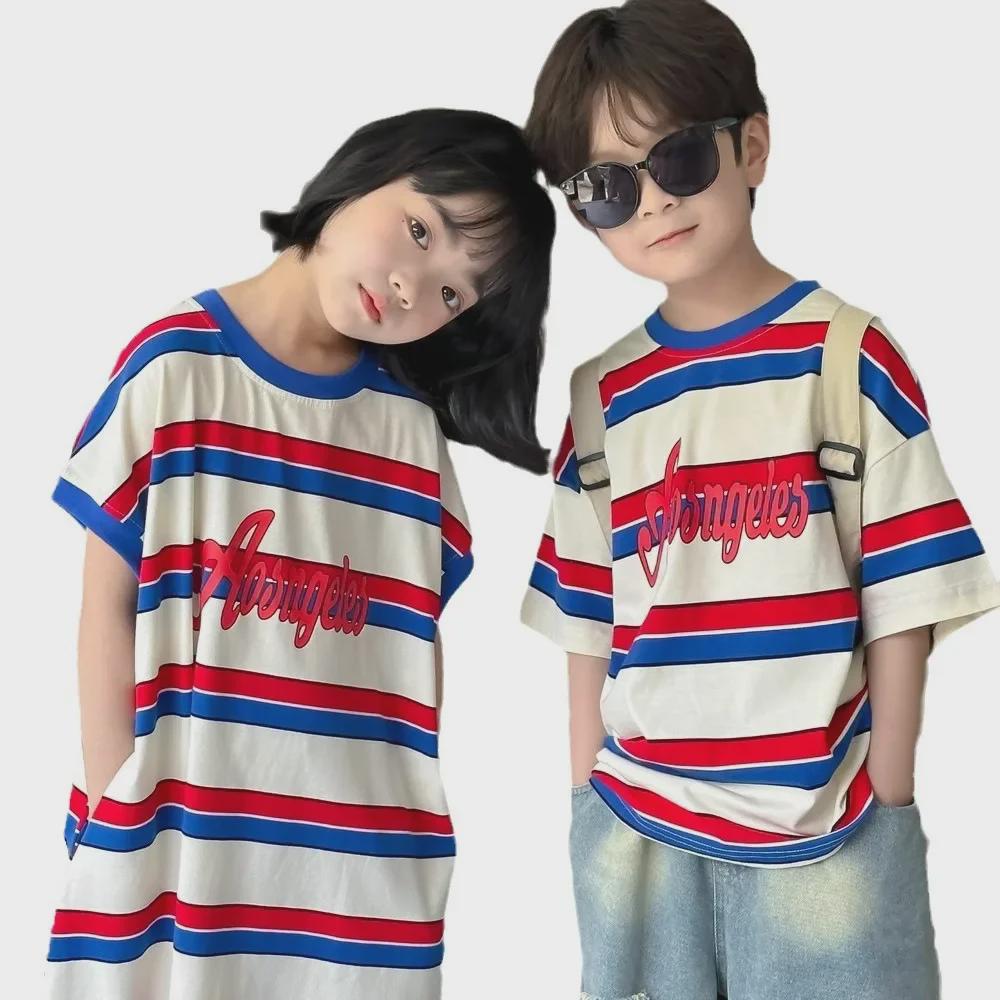 Sibling Summer Outfits: Kids' Striped T-Shirt and Dress Set