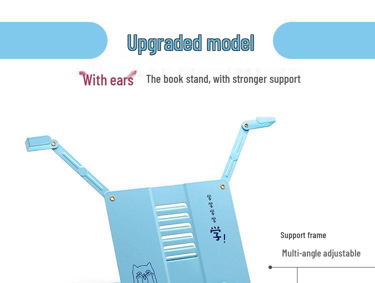 Verstellbarer Schreibtisch-Buchständer mit Buchstützen und Klemmen für Schüler