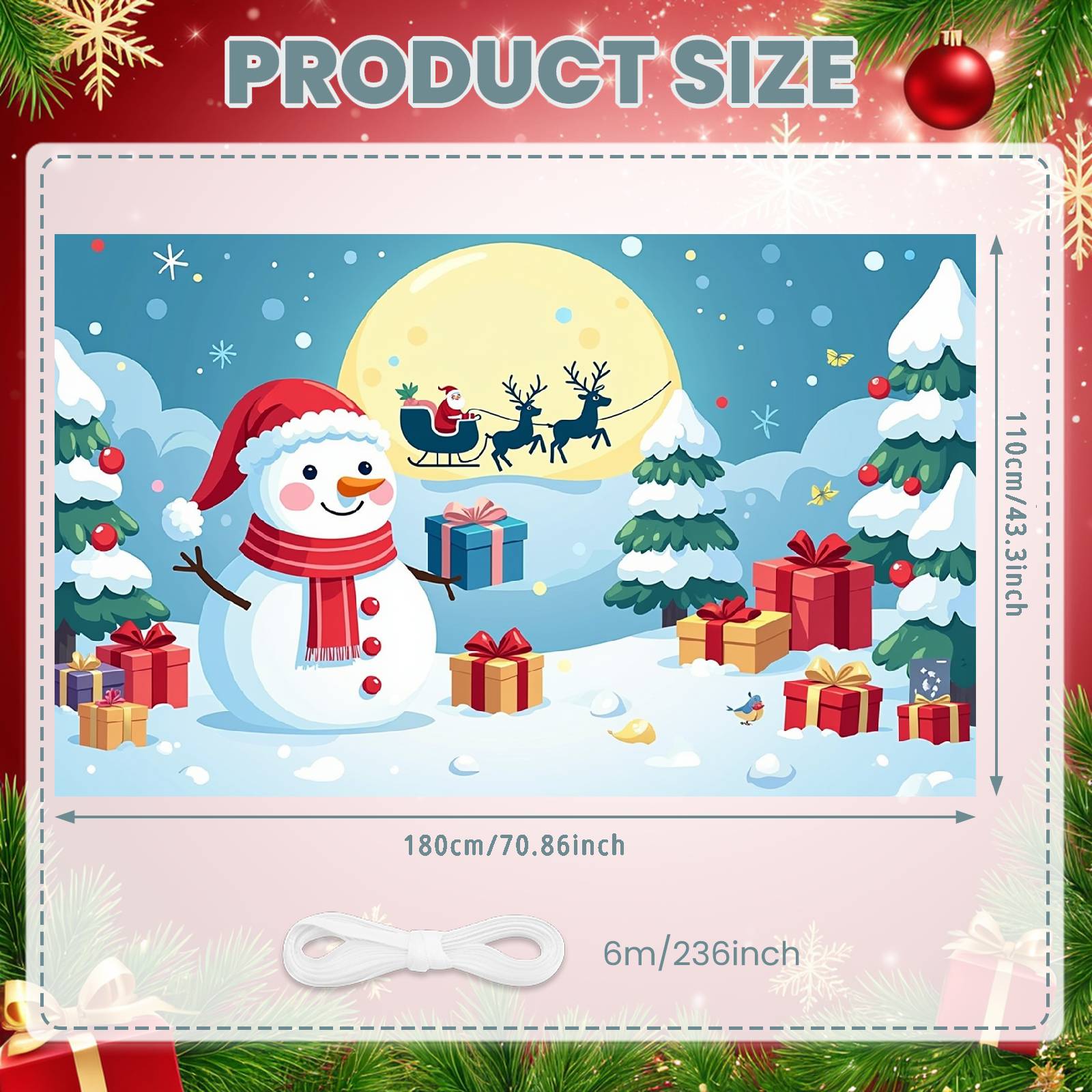 Christmas Scene Background Snowflakes Accent Holiday Display Santa Background Santa Claus Print Snowman Banner For Office Winter