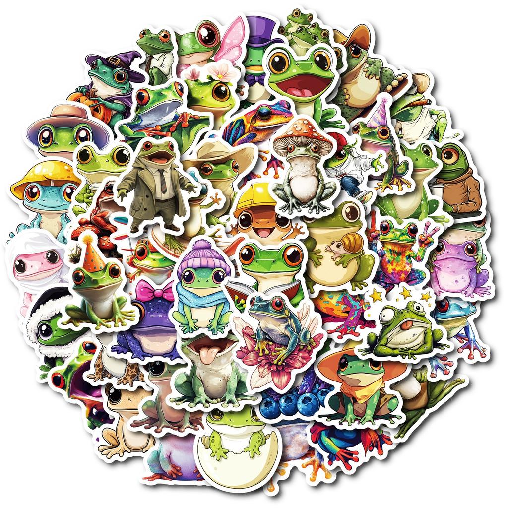 50 Cute Green Silly Kids Doodle Stickers Decorate Mobile Phone Case Skateboard Laptop Water Cup Stickers