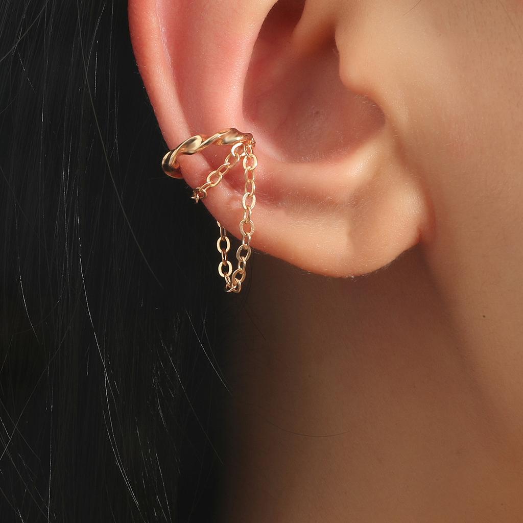 Fransk retro kedja fransad öronklämma kvinnlig enkel temperament mångsidig personlighet enstaka örhängen örhängen örhängen kvinnlig