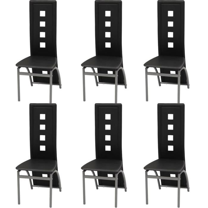 Chaises de salle à manger - VIDAXL - Lot de 6 - Noir Similicuir