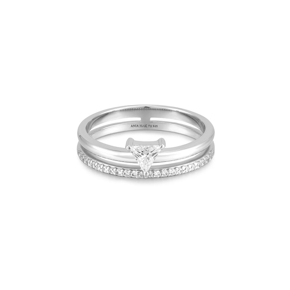 Ania Haie Double White Triangle 925 Silver Ring R059-04H