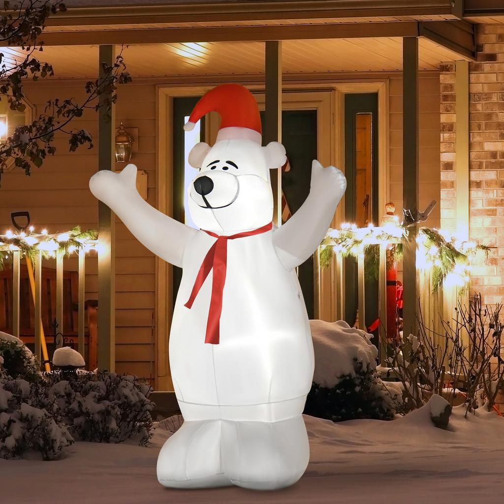 6ft Tall Outdoor Inflatable Bear Airblown Projection Holiday Christmas Lawn Décor