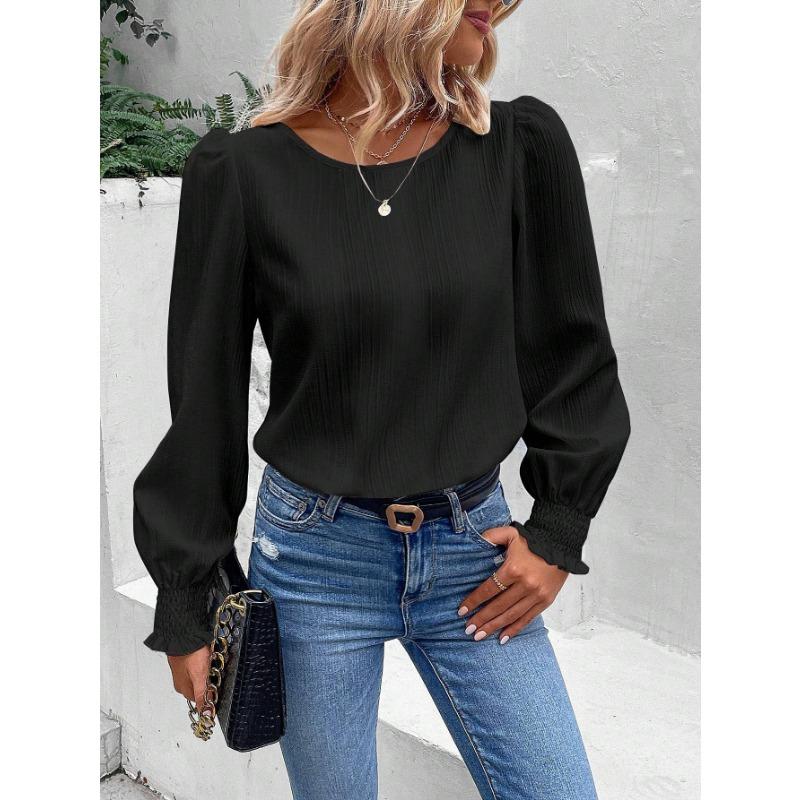 

Осенняя простая однотонная рубашка с длинным рукавом, женская одежда XXL чёрный