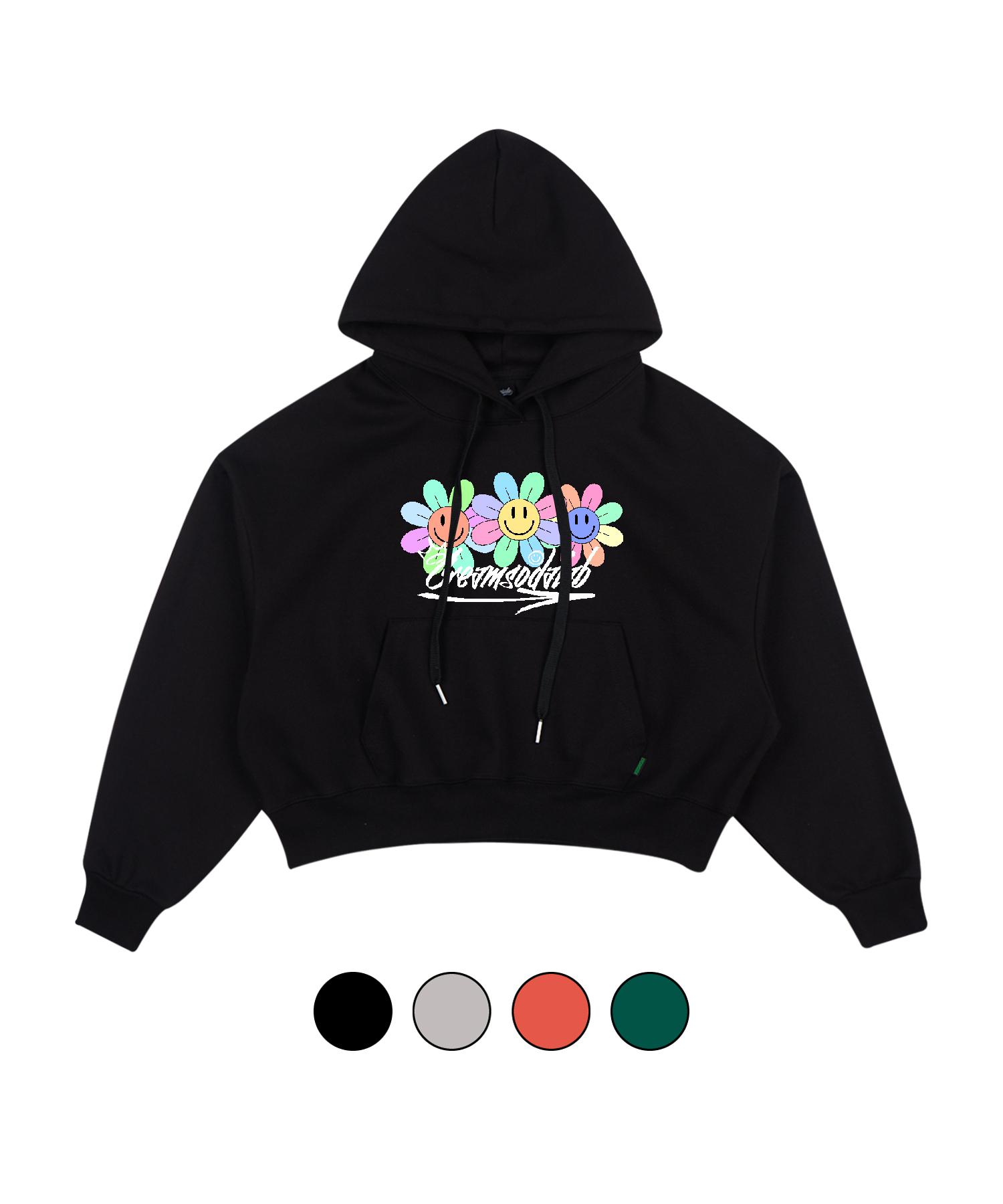 Cream Soda Lab Sunflower Crop Hoodie Black/Free