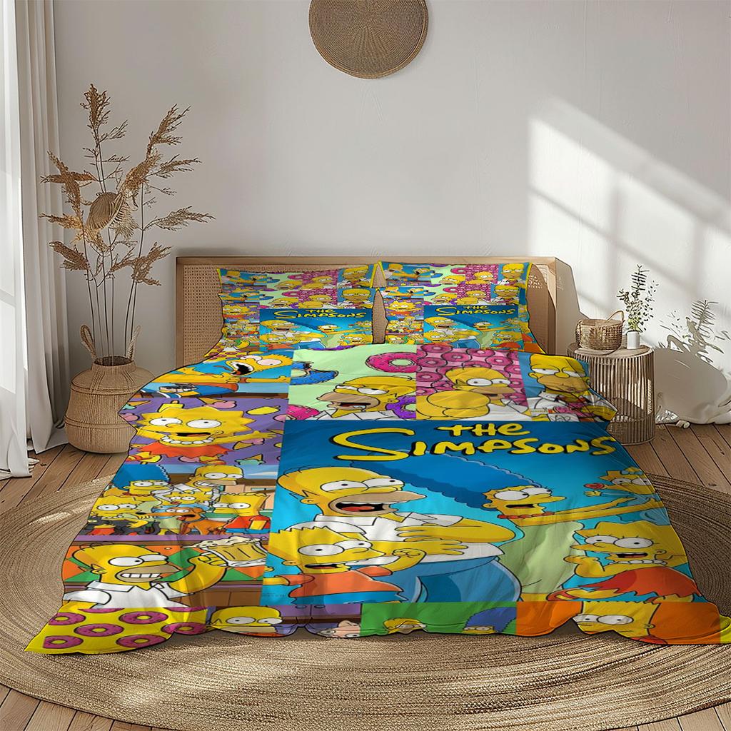 Swimming Simpsons Duvet Cover Set Single Twin Double Queen King Cal King Size Bed Linen Set