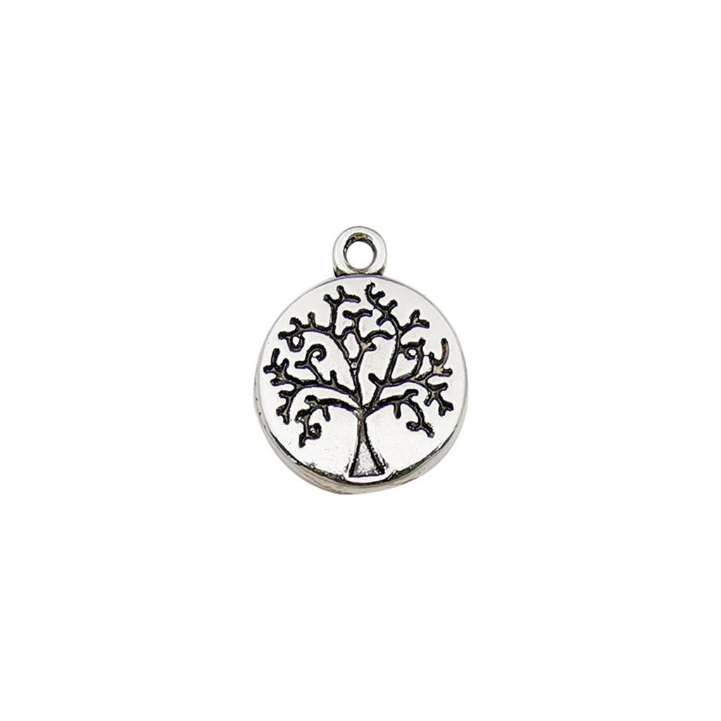 Ancient Silver Plant Small Pendant Hollow Tree Of Life Alloy Accessories Handmade Beaded DIY Material Jewelry