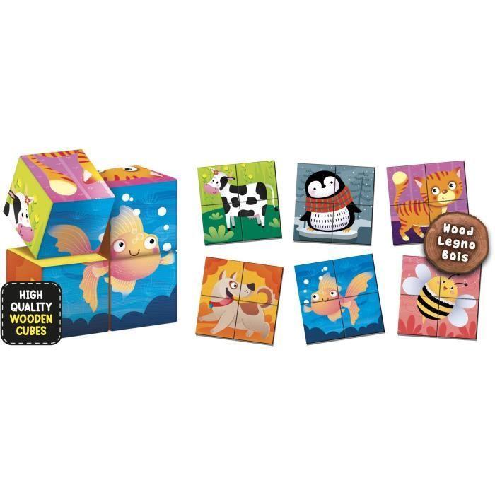 Jeu éducatif 2-en-1 - LISCIANI - Montessori Baby Bois - Cubes et logique - Animaux et associations - Dès 2 ans