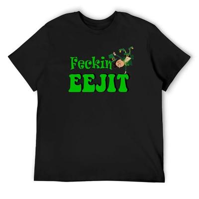 Feckin Eejit Funny Irish St Patricks T-Shirt Anime Figures Oversizeds Tops Men's Cotton T-shirt