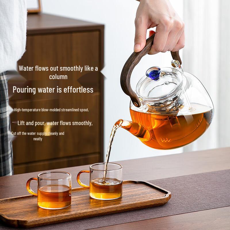 Ya Ji Gu Yun 1100ml Heat-Resistant Dual-Use Glass Teapot with Starry Sky Knob
