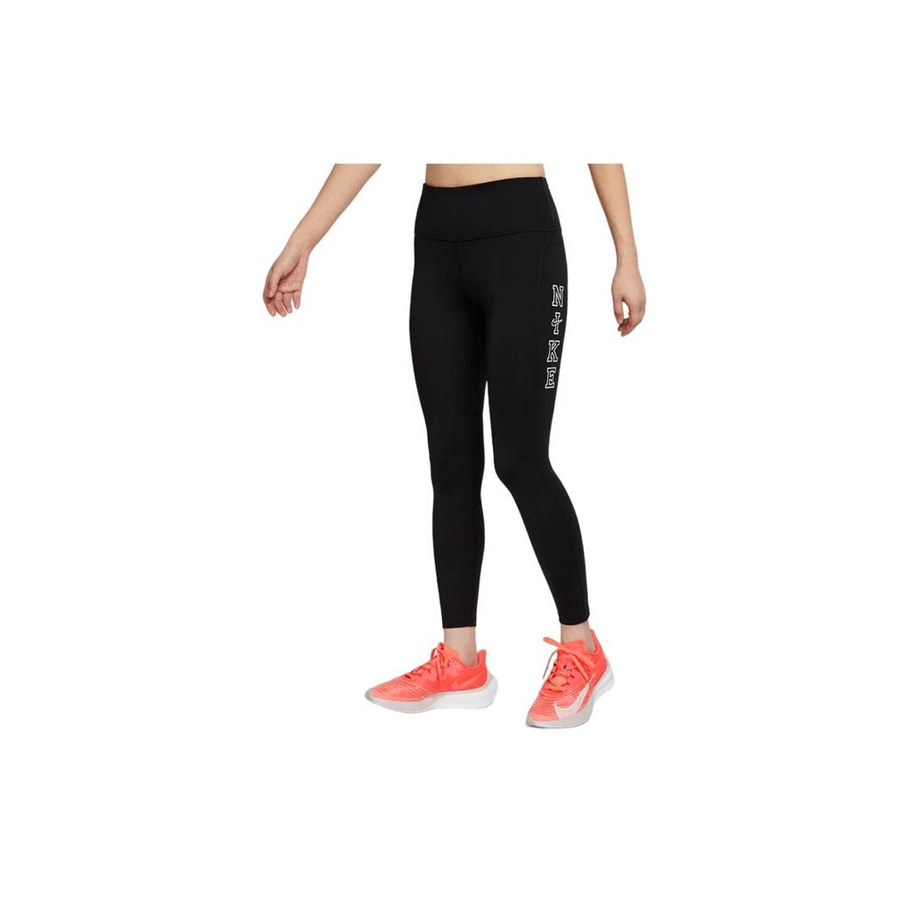 Nike Dri-FIT Epic Fast Legginsy z nadrukiem literowym z średnim stanem Kobiety Legginsy Czarne DQ6331-011