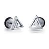 Earrings for Women and Triangular New Accessories Men, Silver, Triangle, Round, Double, Earrings, Stylish, Titanium, Hypoallergenic, Unisex,