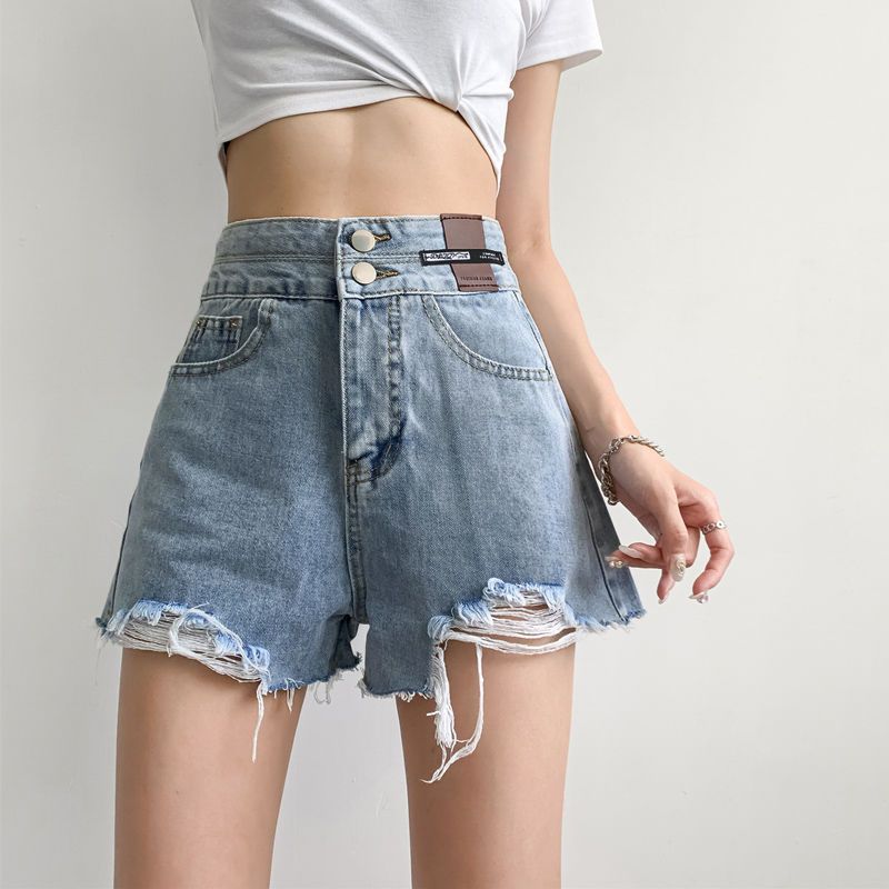 

WTEMPO джинсовые шорты женские летние дышащие широкие брюки свободные тонкие супер шорты с высокой талией 2XL синий