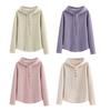 Women Hoodie Fall Long Sleeve Button Up Drawstring Hooded Sweatshirt Loose Fit Casual Thin Pullover Top