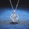 Moissanite Collarbone Chain S925 Sterling Silver Necklace Women's Eternal Heart Pendant Valentine's Day Jewelry Gift