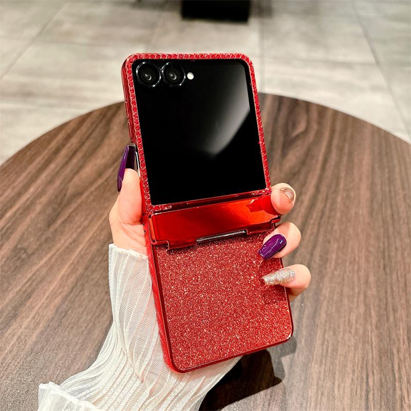 For Samsung Galaxy Z Flip7 5G Case Hinge Protection Rhinestone Glitter PC Phone Cover
