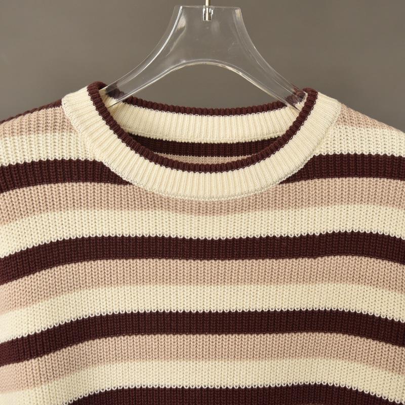 2026 Spring Women's Slim Striped Pullover Sweater - Sweet, Youthful Knit Top