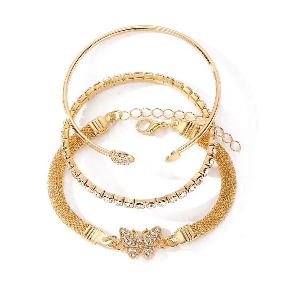 1/3 pièces Bracelets Cœur en Strass Cristal pour Femmes Mode Géométrique Réglable Infini Manchette Bangle Bijoux