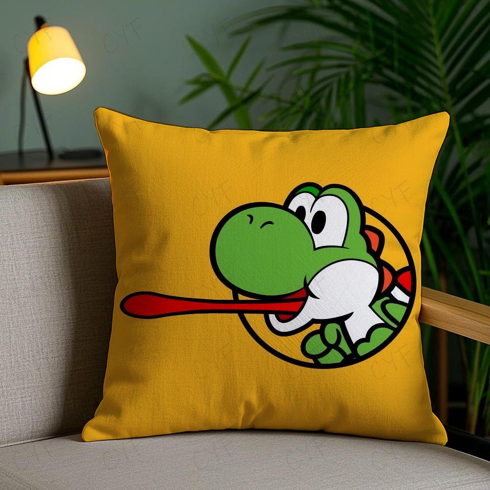Super Cute Style M-MarioS Pillow Case Anti-dustmite Pillowcase Invisible Zipper Silky Short Plush Sofa Cushion Cover