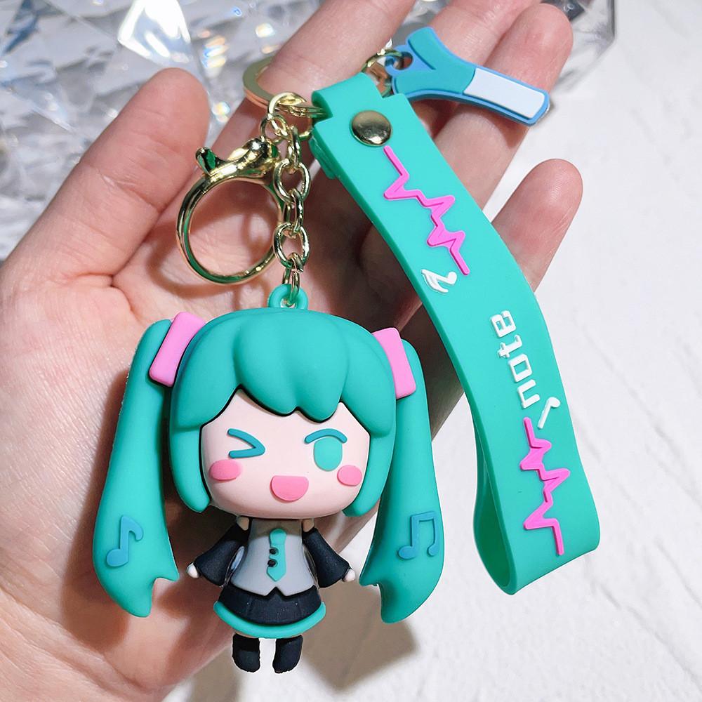 Leuchtend bunte Hatsune Miku Schlüsselanhänger Kreative Cartoon Mädchen Figur Taschenanhänger Silikon