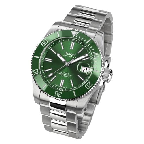 

EPOS (Epos) 3504GR Men s Automatic Diver s Watch, 500m Water Resistant, Ceramic Bezel, Silver