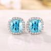 Sweet And Luxurious  Jewelry, European And American Sparkling Personality, Bride'S Wedding, Blue Zircon Earrings