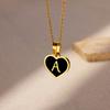 Stainless Steel Initial Letter Black Heart Necklaces Women Gothic Name Pendant Charm Necklace Wedding Zircon Anniversary Gifts
