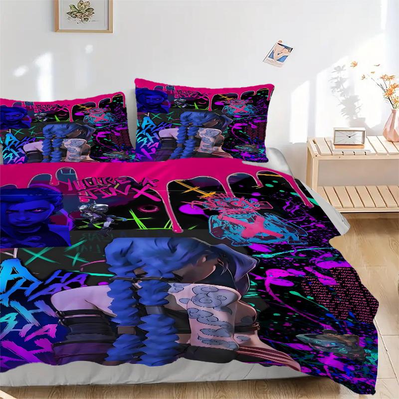 3Pcs Neon Cyberpunk Dreamscape Bedding Sets For All Sizes New 3D Printed Bed Cover Comforter Duvet Cover Pillowcase Bedroom Decoration