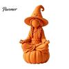Pumpkin Base Wizard Statue 3D Printed Meditating Witch Figurine on Base, Minimalist Fantasy Home Decor Halloween Autumn Desktop Statue, DIY Paintable