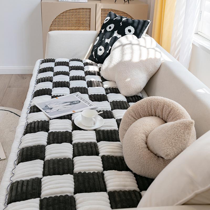 Plush Square Ins Wind Steamed Bread Pad, Solid Wood Handmade Sofa Cushion, Leather Seat Cushion, Universal In All Seasons, Non-Slip, Thickened Nordic