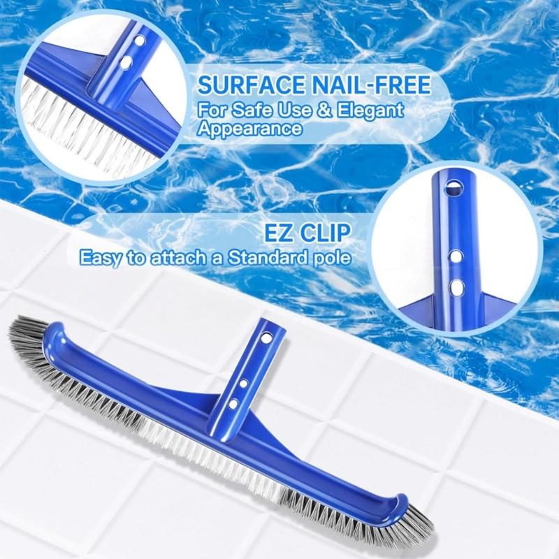 Swimming Pool Scrub Brushes Pool Floor Wall Cleaning Tool Curved Edges Pool Brushes Head for Cleaning Pool Wall