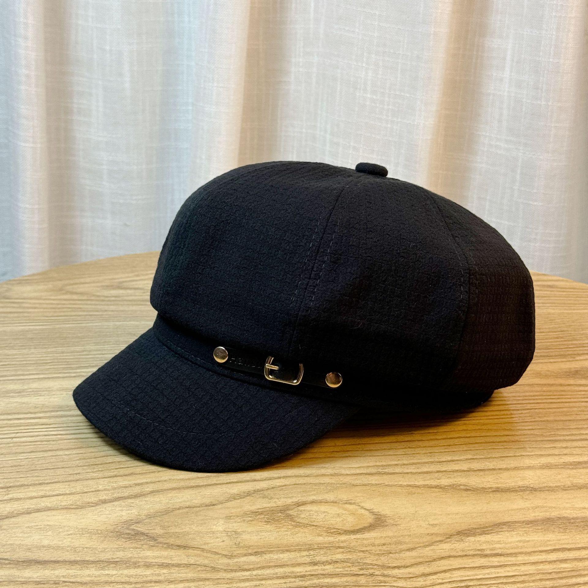 

Autumn and winter trendy women s new fashion sun-shading cap, outdoor shopping casual versatile beret Adult54-60Adjustable чёрный