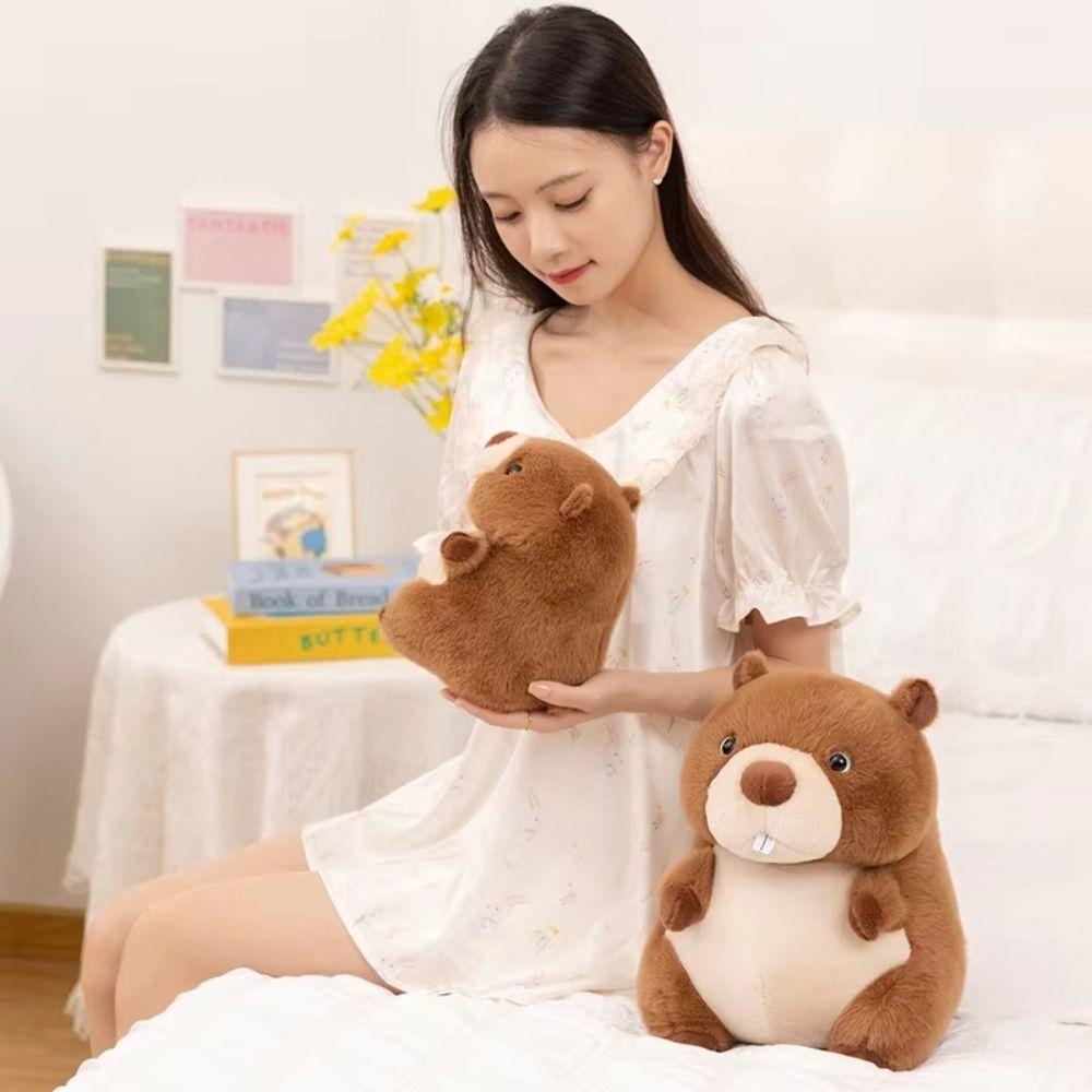 Fluffy Stuffed Cartoon Groundhog Doll PP Cotton Chubby Marmot Stuffed Toy  Decoration Gifts