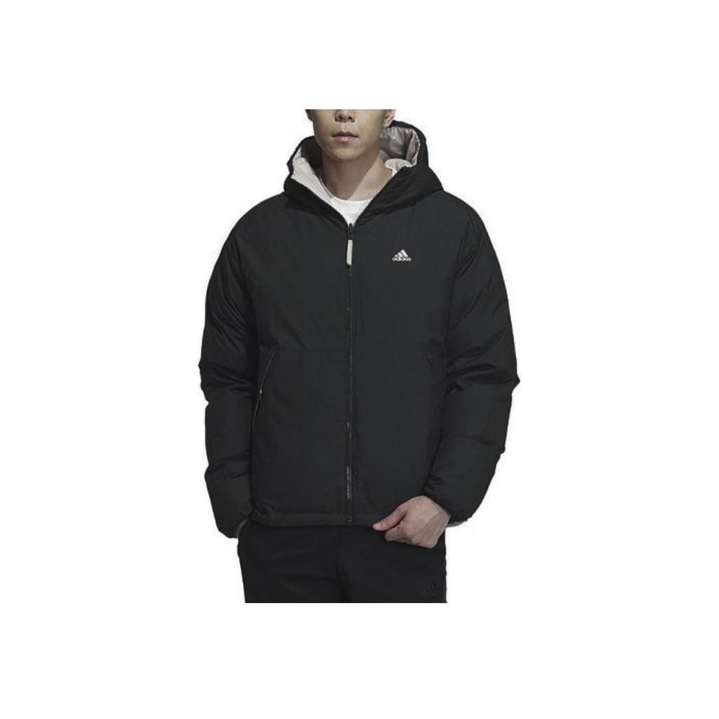 Adidas Reversible Double-Sided Wear Long Sleeve Down Jacket With Back Logo Print Men Outerwear Light-Khaki Black IS0371