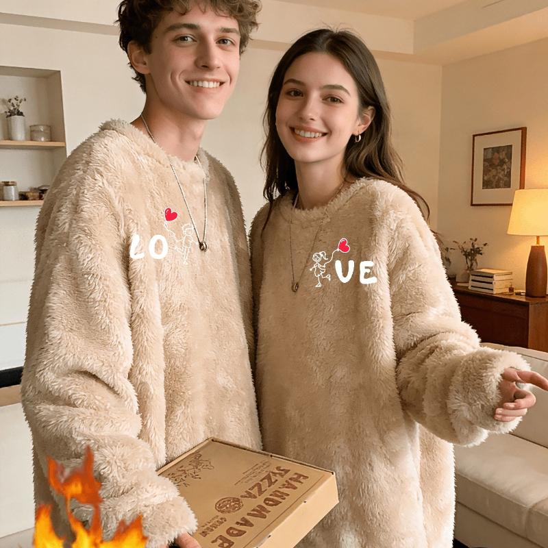 

2Pcs Couple Flannel Matching Tops - Soft Breathable Shirts XXL абрикосовый