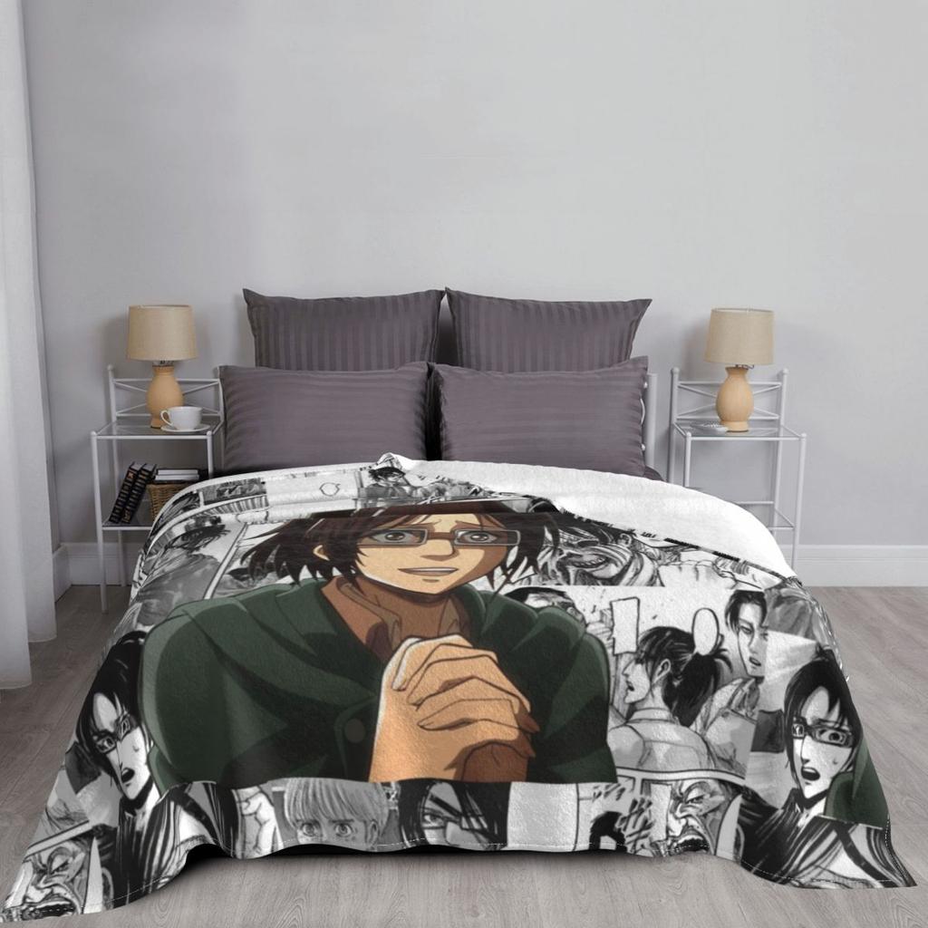 Attack On Titan AOT Hange Knitted Blanket Hange Zoe Manga Plush Throw Blanket Home Couch Printed Soft Warm Bedspread