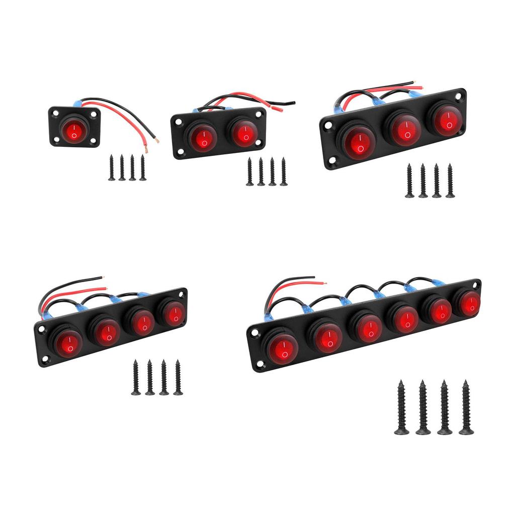 Rocker Switch Panel Red Light LED Panel Replaces Hardware Pre Wired on Off Toggle Switch for RV Work 12-24V Cars Yachts