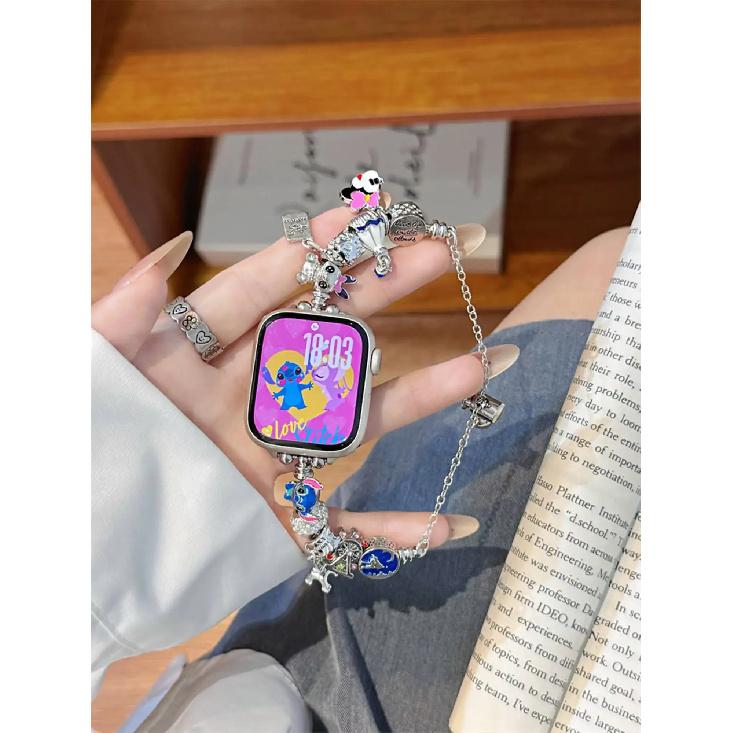 

New quality cartoon metal steel bracelet link For Apple Watch band Series 8/7/6/10 40mm 41mm 38mm 42mm 44mm 45mm 46mm Strap 38mm40mm41mm 42mmS10 синий