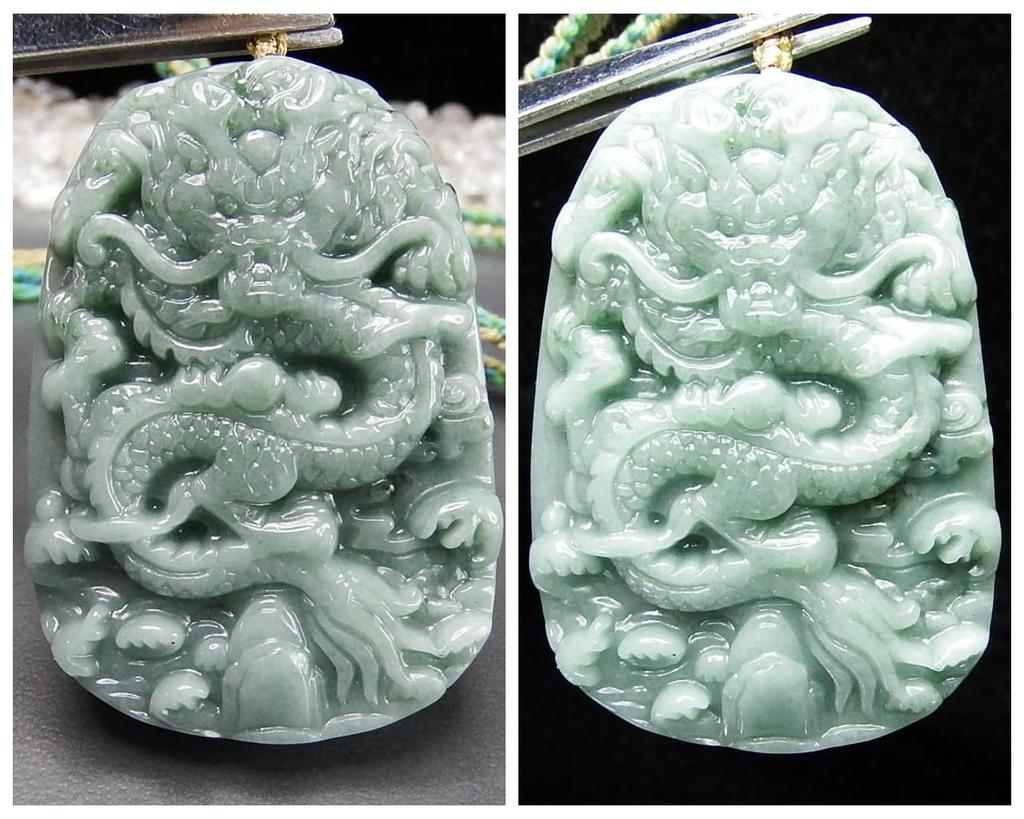 [Stone Street] Excellent color, genuine jadeite, ascending dragon carving pendant, cotton cord necklace, dragon soaring through the four seas,