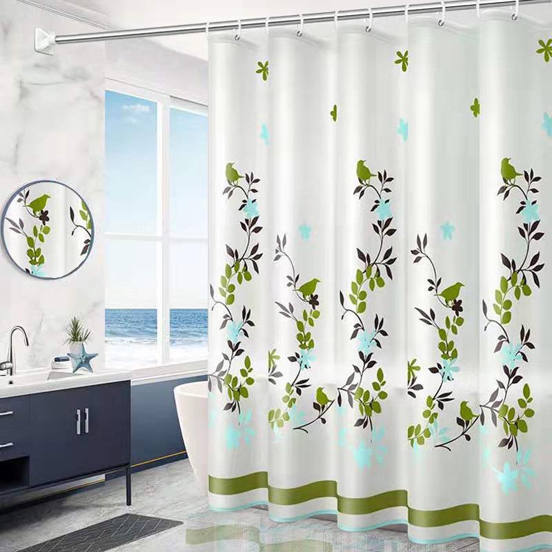 Waterproof PEVA Bathroom Shower Curtain Set with No-Drill Rod